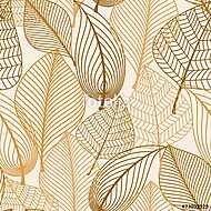 Atumnal seamless pattern with brown leaves vászonkép, poszter vagy falikép
