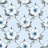 Floral seamless pattern. Watercolor background with white flower vászonkép, poszter vagy falikép