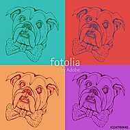Portrait of dog Bulldog. Pop art vector pattern. Illustration for T-shirt graphics, fashion print, poster, textiles.. vászonkép, poszter vagy falikép