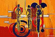 afro motívum etnikai retro vintage vászonkép, poszter vagy falikép