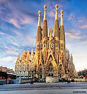 BARCELONA, SPAIN - FEB 10: View of the Sagrada Familia, a large vászonkép, poszter vagy falikép