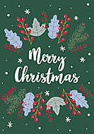 Retro karácsonyi grafika 4. (fenyőágak, levelek) vászonkép, poszter vagy falikép