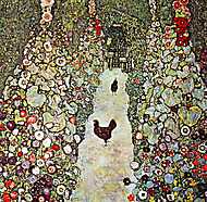 Kerti ösvény tyúkokkal vászonkép, poszter vagy falikép