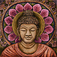 Színes Buddha Relief vászonkép, poszter vagy falikép