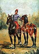 Lovas két lóval vászonkép, poszter vagy falikép