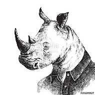 Kézzel rajzolt csíkos stílusban díszített rhino vászonkép, poszter vagy falikép