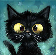 Fekete bozontos cica vászonkép, poszter vagy falikép