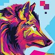 Wolf head pop art illustration style vászonkép, poszter vagy falikép