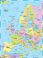 Európa térkép - vektoros illusztráció vászonkép, poszter vagy falikép