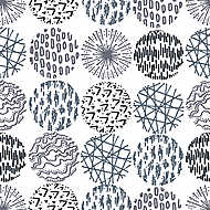 Seamless pattern with hand drawn circle doodle stylish elements. vászonkép, poszter vagy falikép