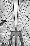 Looking up at the Brooklyn Bridge, New York City, USA. vászonkép, poszter vagy falikép
