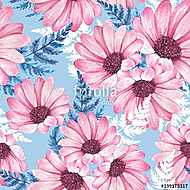 Floral seamless pattern 4. Watercolor flowers. Chrysanthemums vászonkép, poszter vagy falikép
