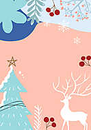 Modern karácsonyi grafika 1. (szarvas, karácsonyfa) vászonkép, poszter vagy falikép