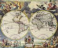 Világtérkép, 1680 vászonkép, poszter vagy falikép