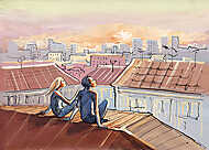 városi tetők románc vászonkép, poszter vagy falikép