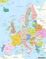 Európa-nagyon részletes térkép. vászonkép, poszter vagy falikép