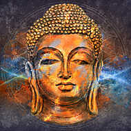 Színes Buddha fej vászonkép, poszter vagy falikép