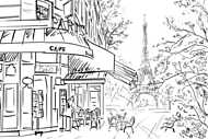 Párizsi utcák, sarki üzletek és az Eiffel torony vászonkép, poszter vagy falikép