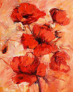 Absztrakt pipacs virágzása (olajfestmény reprodukció) vászonkép, poszter vagy falikép