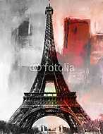 Absztrakt stílusú Eiffel-torony, Párizs (olajfestmény reprodukció) vászonkép, poszter vagy falikép