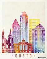 Houston landmarks watercolor poster vászonkép, poszter vagy falikép