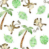 Ugráló majmok tapétaminta vászonkép, poszter vagy falikép