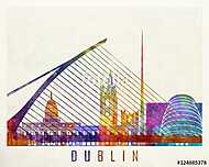 Dublin landmarks watercolor poster vászonkép, poszter vagy falikép