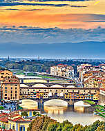 Ponte Vecchio Napkelte, Firenze vászonkép, poszter vagy falikép