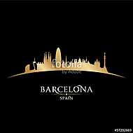 Barcelona Spain city skyline silhouette black background vászonkép, poszter vagy falikép