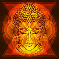 Vörös és narancs Budha fej szimbólum vászonkép, poszter vagy falikép