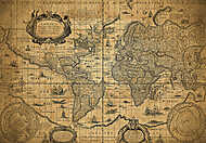 Világtérkép 1635 (vágott, szín 1) vászonkép, poszter vagy falikép