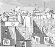 Franciaország - párizsi tetők vászonkép, poszter vagy falikép