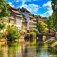 Strasbourg, a vízcsatorna a Petite France területen, az UNESCO h vászonkép, poszter vagy falikép