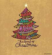 Karácsonyi kártya szó Cloud tree design vászonkép, poszter vagy falikép