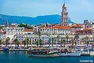 Split Croatia coastal view. / Seafront view at old city center in Split town, Diocletian Palace view from the Adriatic Sea, Croa vászonkép, poszter vagy falikép