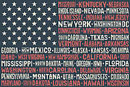 Amerikai Egyesült Államok lobogója államokkal és tőkével vászonkép, poszter vagy falikép
