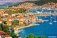 Town Trogir cityscape aerial. / Aerial view at town Trogir in Croatia, small tourist town in suburb of Split, Dalmatia region. vászonkép, poszter vagy falikép