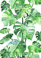 Monstera leaves background. Beautiful watercolor pattern made of vászonkép, poszter vagy falikép