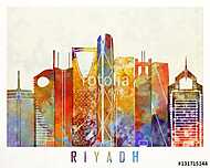 Riyadh landmarks watercolor poster vászonkép, poszter vagy falikép