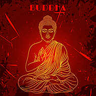 Vintage poszter ülő Buddha a grunge háttérben. áztat vászonkép, poszter vagy falikép