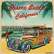 Pismo Beach,California retro poster. vászonkép, poszter vagy falikép