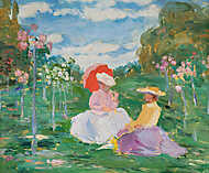 Hölgyek tájban vászonkép, poszter vagy falikép