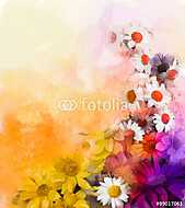 Színes virág kompozíció (olajfestmény reprodukció) vászonkép, poszter vagy falikép