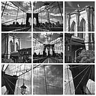 Collage Pont de Brooklyn noir et blanc - New York USA vászonkép, poszter vagy falikép