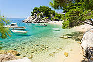 beautiful beach in Brela on Makarska riviera, Dalmatia, Croatia vászonkép, poszter vagy falikép
