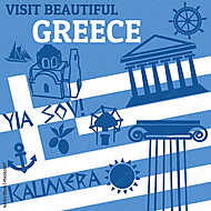 Visit buetiful Greece poszter vászonkép, poszter vagy falikép