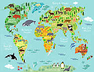 Állatos világtérkép gyerekeknek vászonkép, poszter vagy falikép