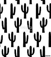 Black and white cactus pattern. Botanical background vászonkép, poszter vagy falikép