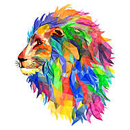 Lion's head, king of beasts, mosaic. Trendy style geometric on w vászonkép, poszter vagy falikép