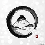 Fehér Fujiyama a fekete enso körben vászonkép, poszter vagy falikép
